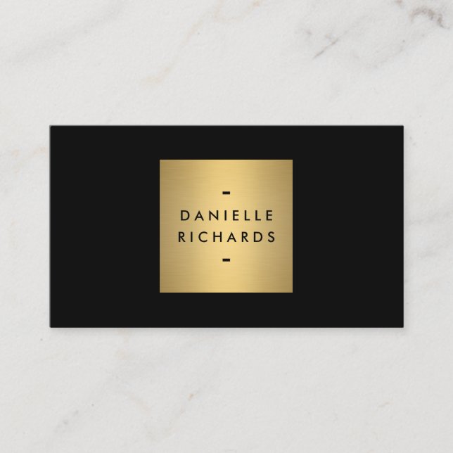 Tarjeta De Visita Luxe Glamour Black and Gold Business Card (Anverso)