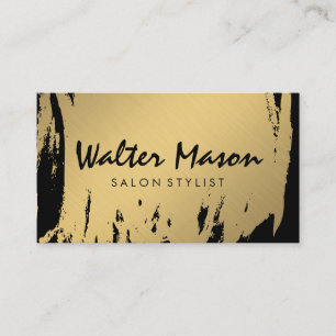 Tarjeta De Visita Luxe Gold Brushed Black White Modern Textos