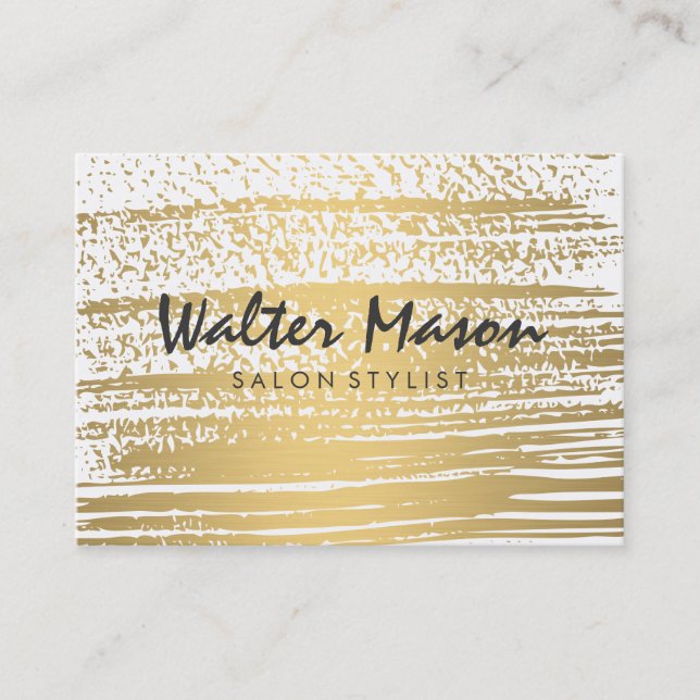 Tarjeta De Visita Luxe Gold Brushed Modern Text (Anverso)