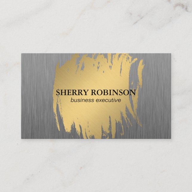 Tarjeta De Visita Luxe Gold con Faux Metallic (Anverso)