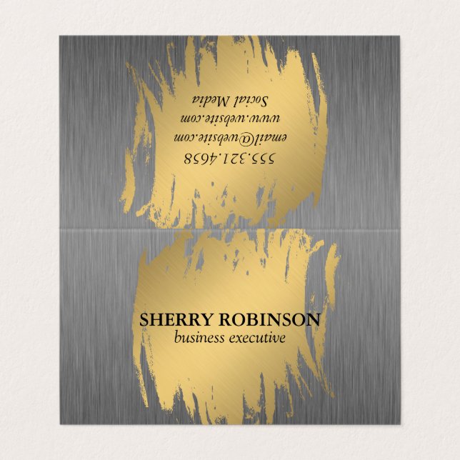 Tarjeta De Visita Luxe Gold con Faux Metallic (Exterior desplegado)