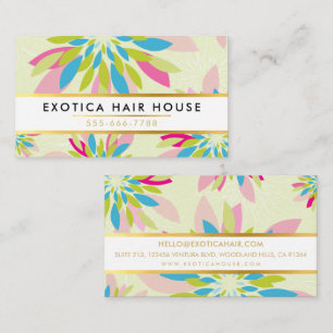 Tarjeta De Visita LUXE MODERNO FLORAL flor lime aqua rosa