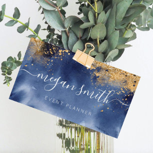 Tarjeta De Visita Luxe Navy Gold Watercolor