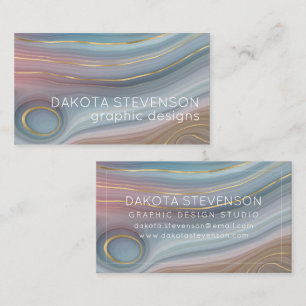 Tarjeta De Visita Luxe Strata   Agitación rosa de pizarra azul turb