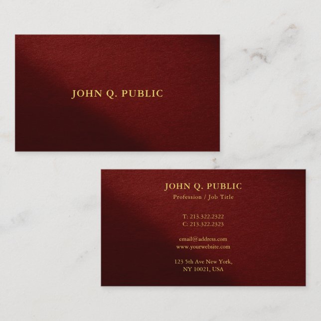 Tarjeta De Visita Luxurious Faux Gold Text Modern Elegant Template (Anverso / Reverso)