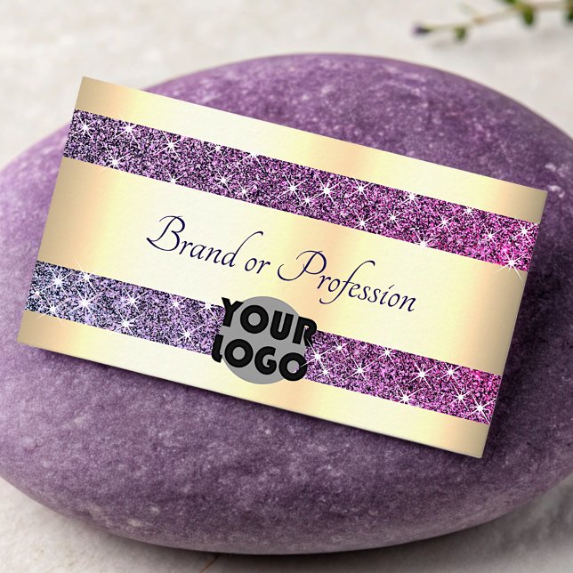 Tarjeta De Visita Luxurious Gold Effect y Purple Purpurina con logot (Subido por el creador)