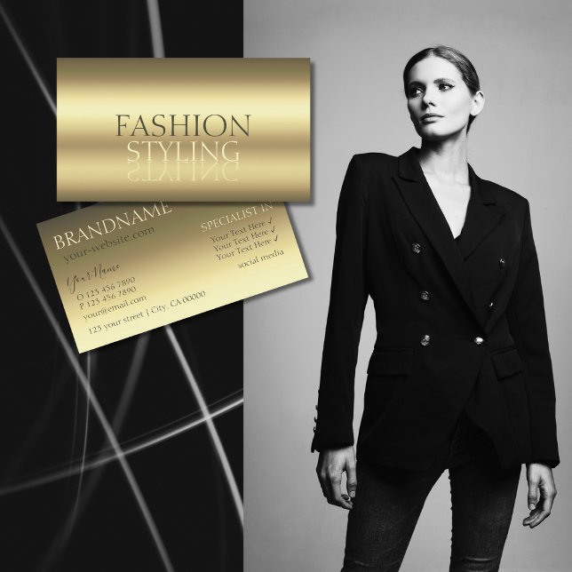 Tarjeta De Visita Luxurious Gold Modern Mirror Font Professional (Subido por el creador)