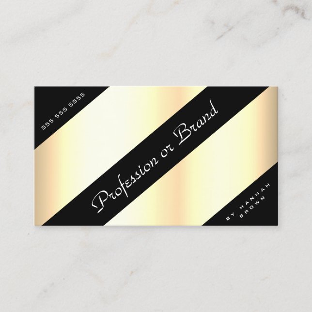 Tarjeta De Visita Luxurious Gold Ombre Modern Black Lines Boutique (Anverso)