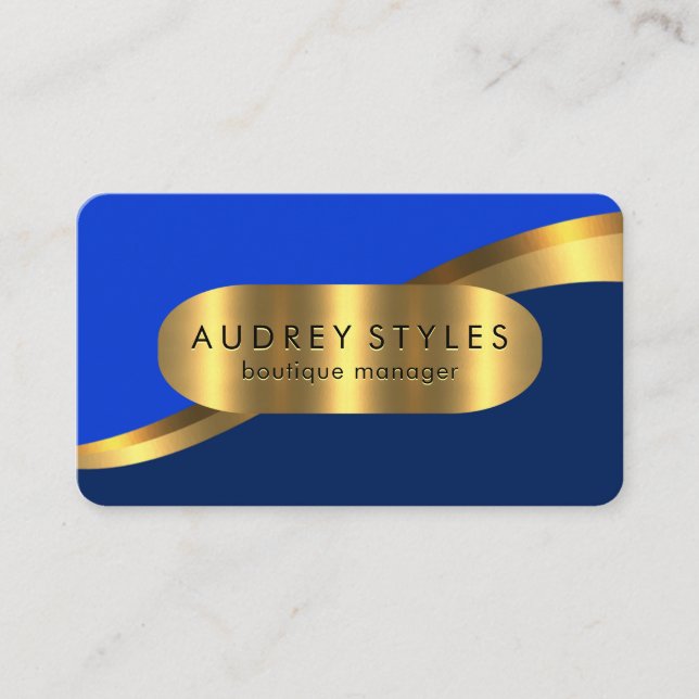 Tarjeta De Visita Luxurious Gold Wave Layers Boutique (Anverso)