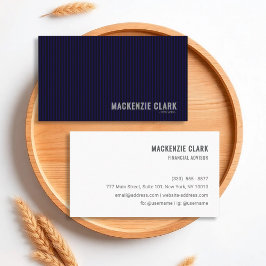 Tarjeta De Visita Luxurious Pinstripe Navy & White Business Card