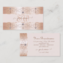 Tarjeta De Visita Luxurious Rose Gold Ornate Borders Jewels Monogram