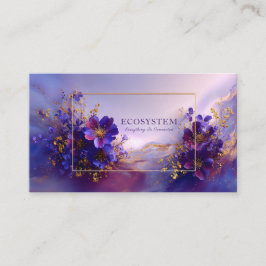 Tarjeta De Visita Luxurious Violet Gold Abstract Floral Geometric