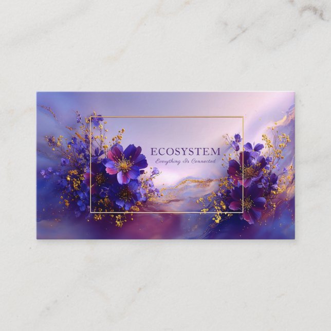 Tarjeta De Visita Luxurious Violet Gold Abstract Floral Geometric (Anverso)