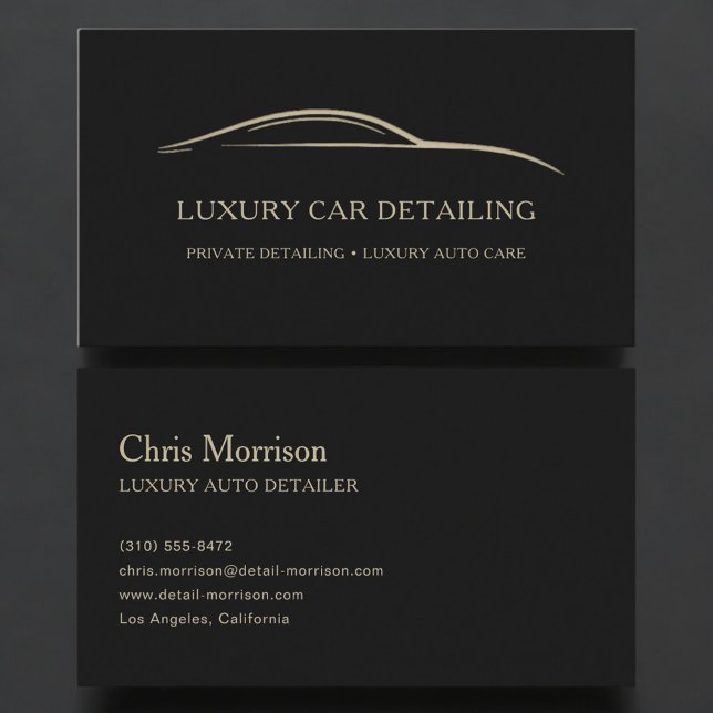 Tarjeta De Visita Luxury Auto Detailing Black & Gold (Subido por el creador)