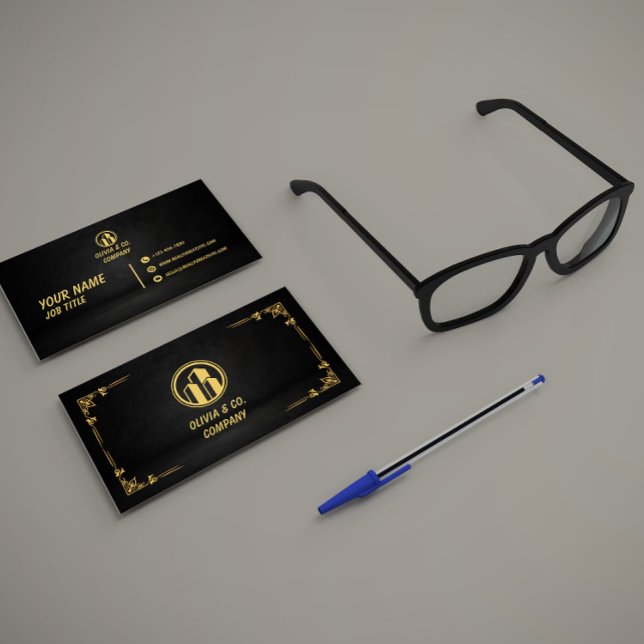 Tarjeta De Visita Luxury Black and Gold QR Contact Card (Subido por el creador)