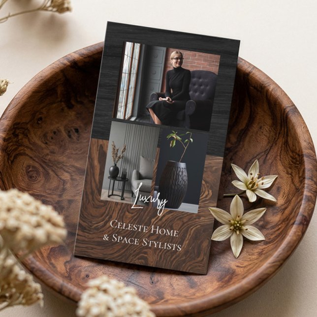 Tarjeta De Visita Luxury Black Elegant Photo Layout Real Estate  (Luxury Black Elegant Photo Layout Real Estate Business Card)