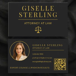 Tarjeta De Visita Luxury Black Gold Attorney at Law QR Code