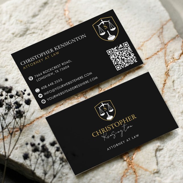 Tarjeta De Visita Luxury Black Gold Lawyer Attorney At Law Monogram  (Luxury Black Gold Lawyer Attorney At Law Monogram Business Card)