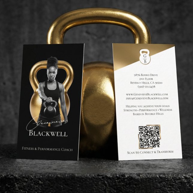 Tarjeta De Visita Luxury Black Gold Personal Trainer Fitness Photo  (Luxury Black Gold Personal Trainer Fitness Photo Business Card)