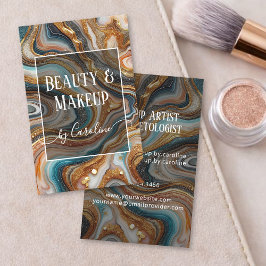 Tarjeta De Visita Luxury Blue Marble Makeup Artist & Hair Stylist
