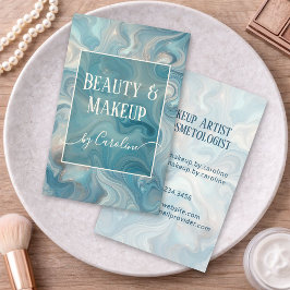 Tarjeta De Visita Luxury Blue Marble Makeup Artist & Hair Stylist