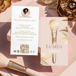 Tarjeta De Visita Luxury Blush Pink Gold Beauty Makeup Artist Studio