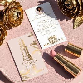 Tarjeta De Visita Luxury Blush Pink Gold Beauty Makeup Artist Studio