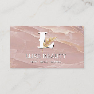Tarjeta De Visita Luxury Blush Pink Marble Beauty Salon Logo
