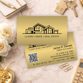 Tarjeta De Visita Luxury Brass Gold Real Estate Chic Professional