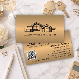Tarjeta De Visita Luxury Bronze Gold Real Estate Chic Professional