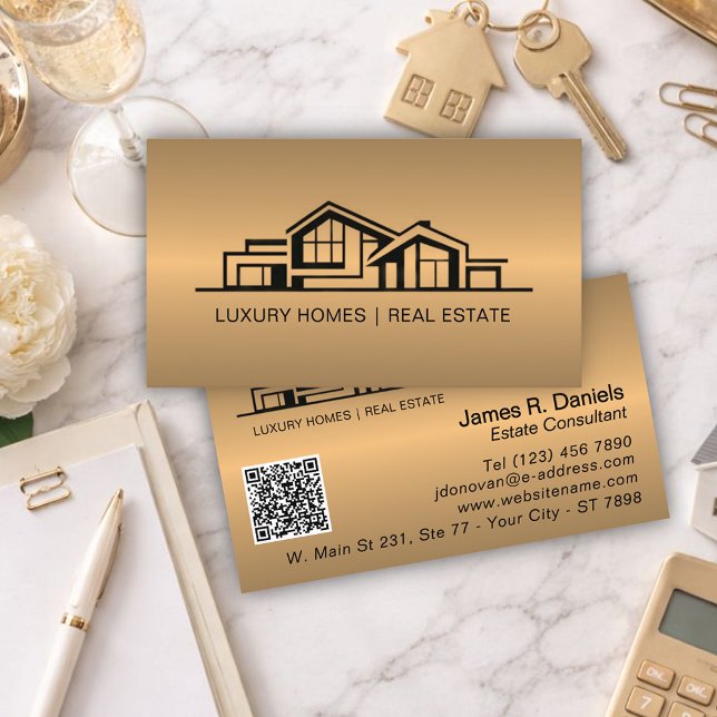 Tarjeta De Visita Luxury Bronze Gold Real Estate Chic Professional (Subido por el creador)