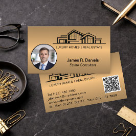 Tarjeta De Visita Luxury Bronze Gold Real Estate Chic Professional