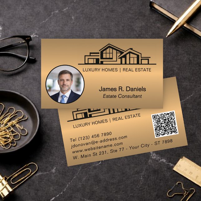 Tarjeta De Visita Luxury Bronze Gold Real Estate Chic Professional (Subido por el creador)
