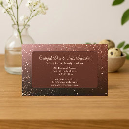 Tarjeta De Visita Luxury Brown Glitter Beautician Skin Nail Expert  