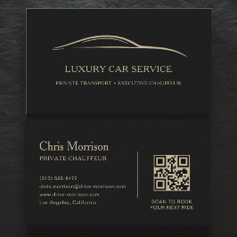 Tarjeta De Visita Luxury Car Service QR Code Black & Gold