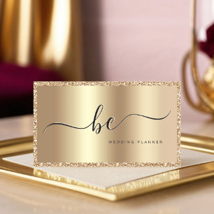 Tarjeta De Visita Luxury Champagne Gold Script Monograma moderno