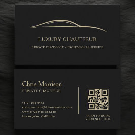 Tarjeta De Visita Luxury Chauffeur QR Code Black & Gold