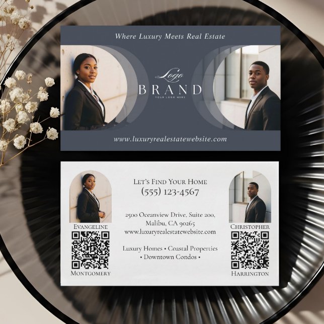 Tarjeta De Visita Luxury Classy Dual Agent Professional Real Estate (Luxury Classy Dual Agent Professional Real Estate Business Card)