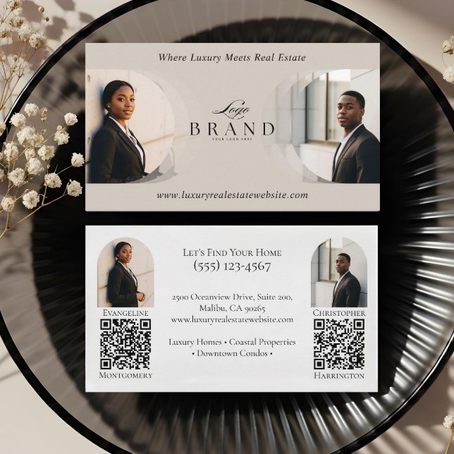 Tarjeta De Visita Luxury Classy Dual Agent Professional Real Estate (Luxury Classy Dual Agent Professional Real Estate Business Card)