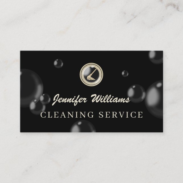 Tarjeta De Visita Luxury cleaning mop logo cleaner (Anverso)