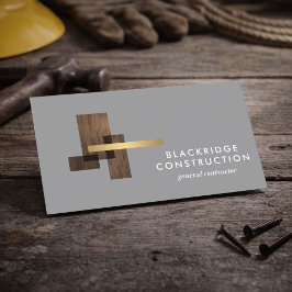 Tarjeta De Visita Luxury Contractor Construction Wood Logo Gray