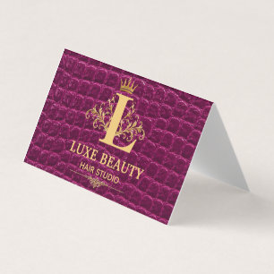 Tarjeta De Visita Luxury Crocodile Leather Elegant Gold Monogram