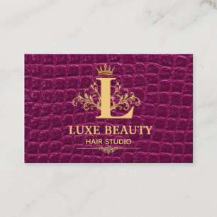 Tarjeta De Visita Luxury Crocodile Leather Elegant Gold Monogram