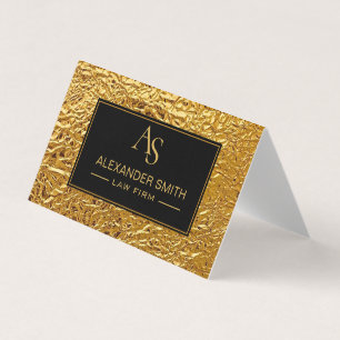 Tarjeta De Visita Luxury Crumpled Gold Foil Texture Elegant Metallic