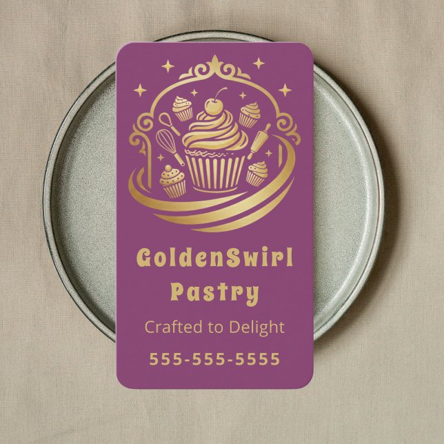 Tarjeta De Visita Luxury Cupcake Home Bakery Pastry Chef Modern (Subido por el creador)
