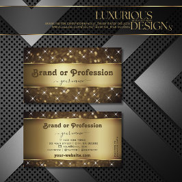 Tarjeta De Visita Luxury Dark Gold Glitter Spark Stars Professional