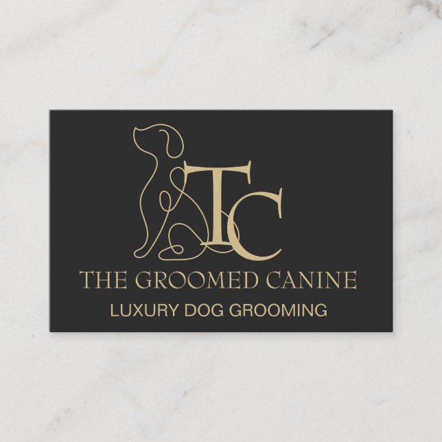 Tarjeta De Visita Luxury Dog Grooming Business Card Caviar Black (Anverso)