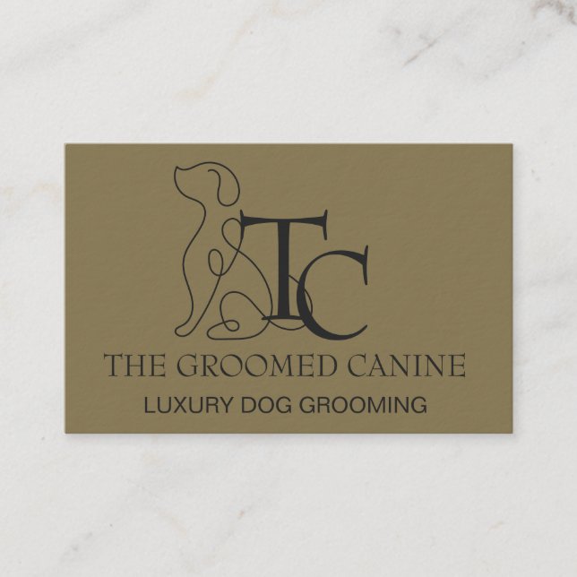 Tarjeta De Visita Luxury Dog Grooming Business Card Deep gold (Anverso)