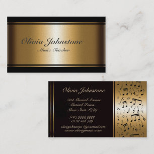 Tarjeta De Visita Luxury Effect Gold y Black Musical Notes