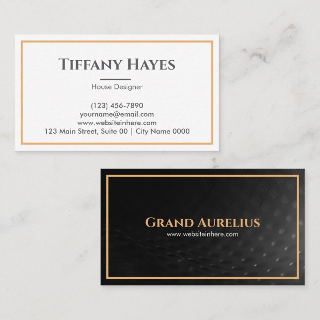 Tarjeta De Visita Luxury Elegant Timeles Monochrome Modern Texture (Anverso / Reverso)